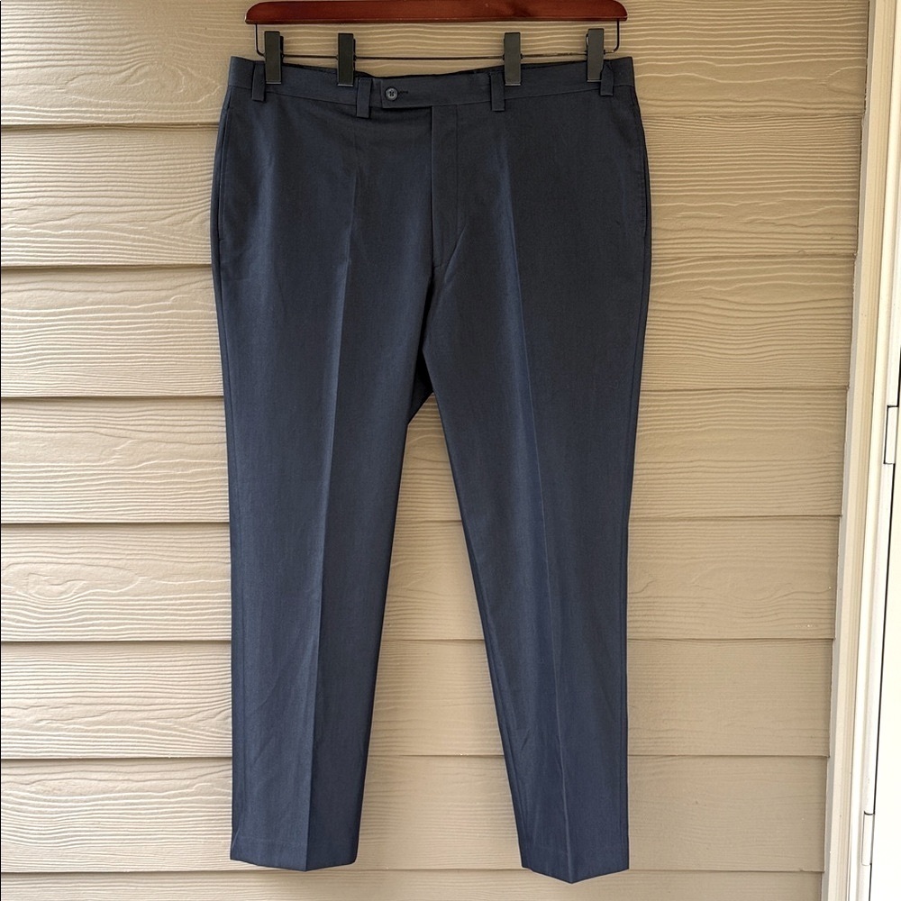 Calvin Klein Mens Slim-Fit Solid Dark Blue Polyester Brand Dress Pants 42W x 32L - Picture 5 of 12